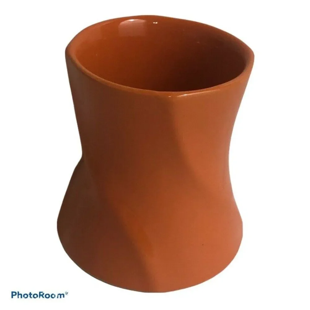 Edible Arrangement VASE orange SWIRL Ceramic Collectible.
